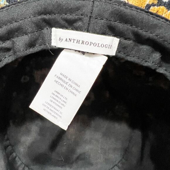 Anthropologie floral corduroy wide brim hat